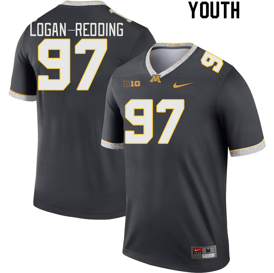 Youth #97 Jalen Logan-Redding Minnesota Golden Gophers College Football Jerseys Stitched-Charcoal - Click Image to Close